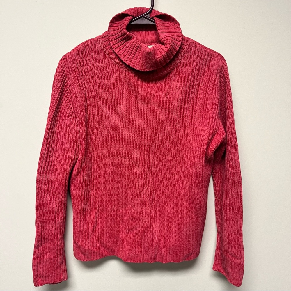 L.L. Bean Vibrant Red Cowl Neck Sweater 100% cotton